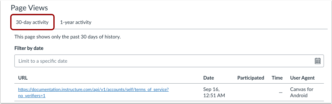Locate Page Views Section