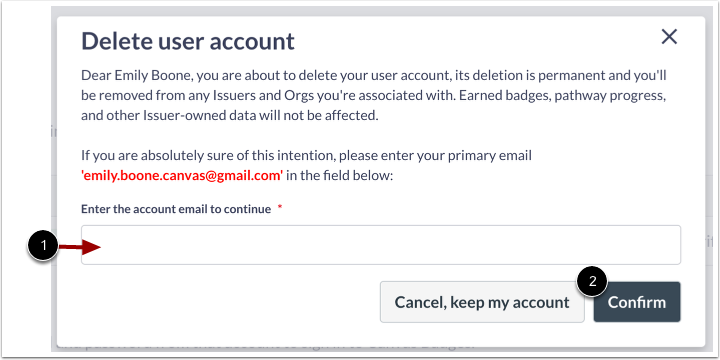 Confirm Account Deletion