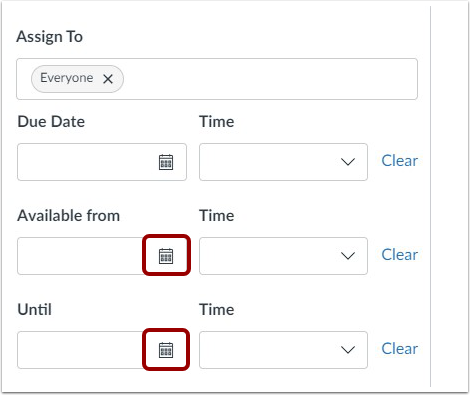 Set Assignment Availability Dates