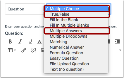 Regrade Question Types