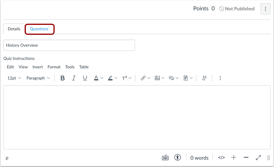 Create Quiz Questions