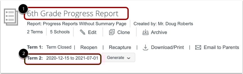 Locate Report and Term