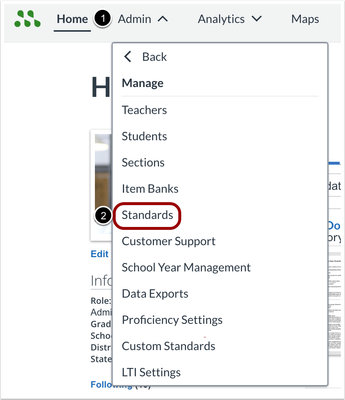 Open the Standards page 