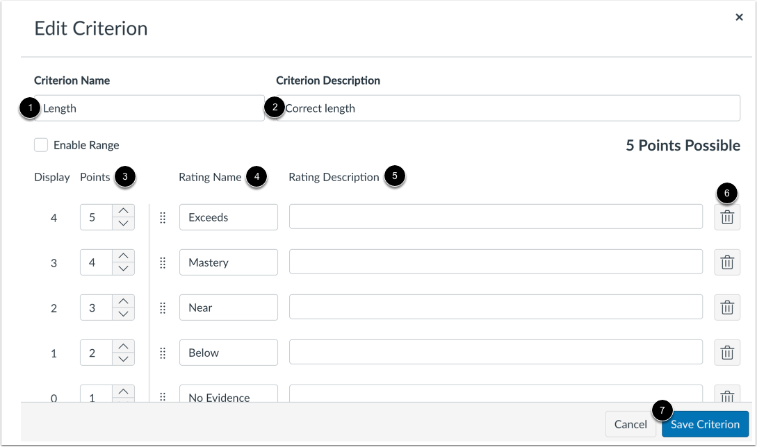 Edit Criterion Details