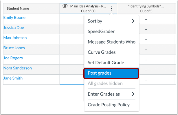 Open Post Grades Tray