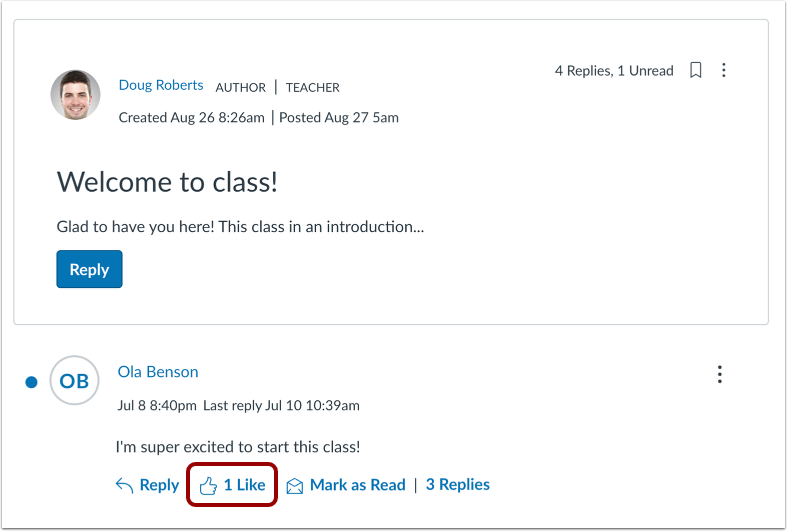 Like Announcement Reply