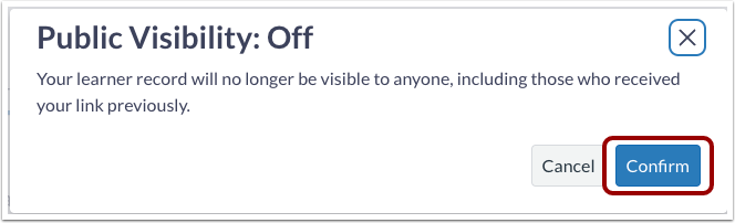 Confirm Public Visibility Off