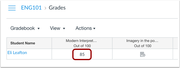View Grade in Canvas