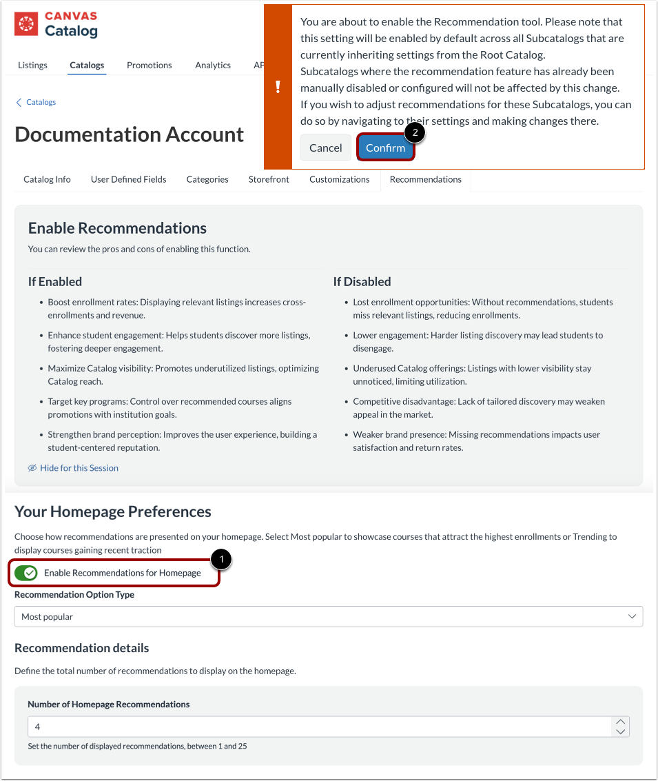 Enable Recommendations
