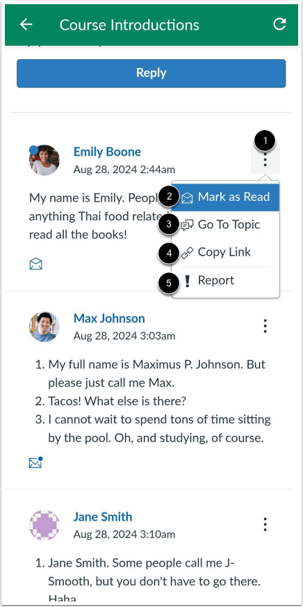 Manage Discussion Replies