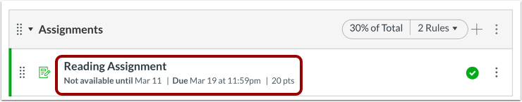 View Assignments Page