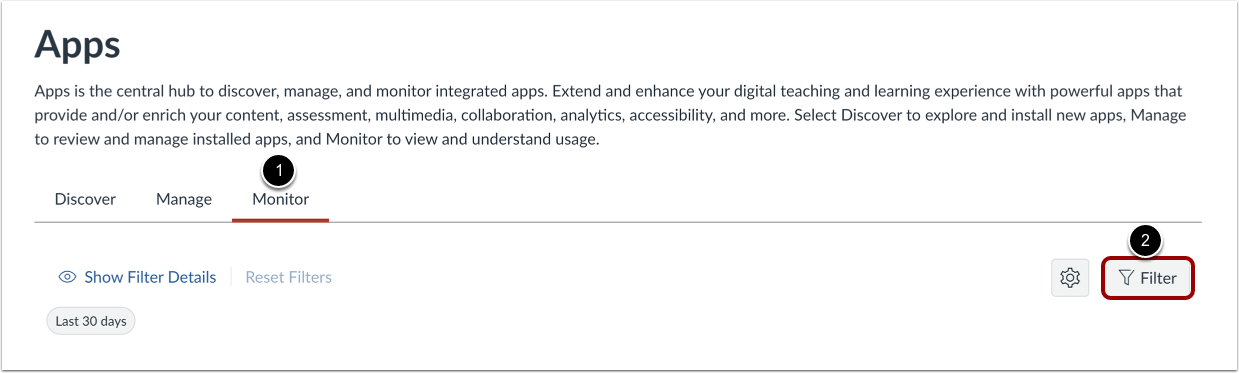 Open Monitor Filters