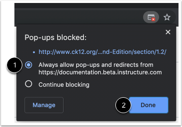 Allow Pop-Ups in Chrome