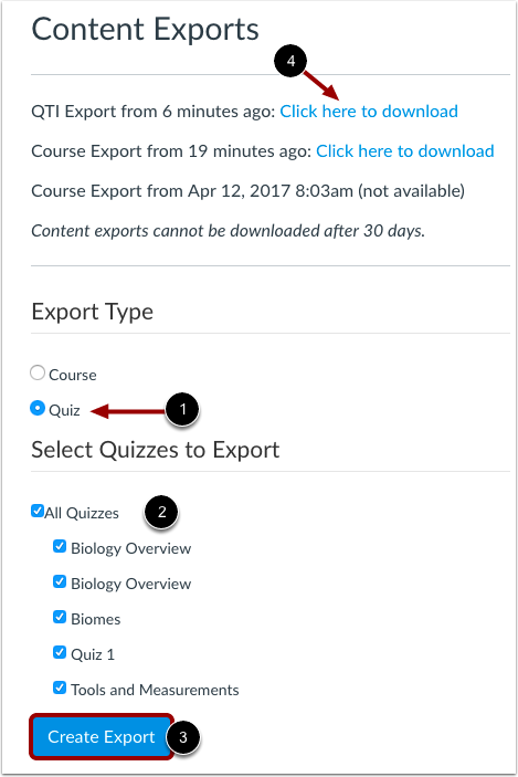 Choose Export Type
