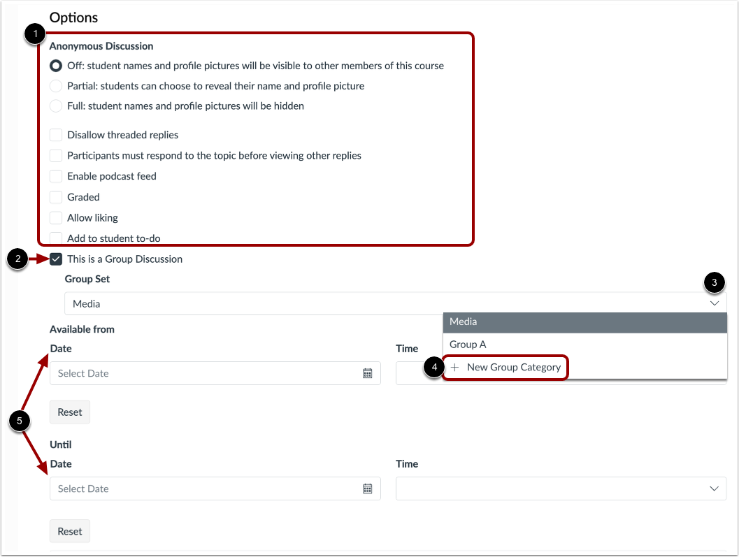 Select Discussion Options