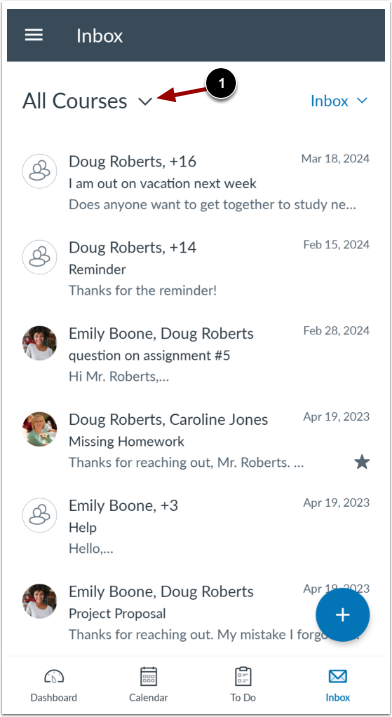 View Course or Group Inbox