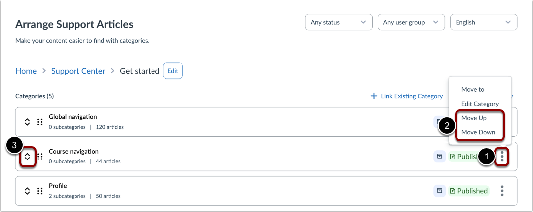 Move Categories Up and Down