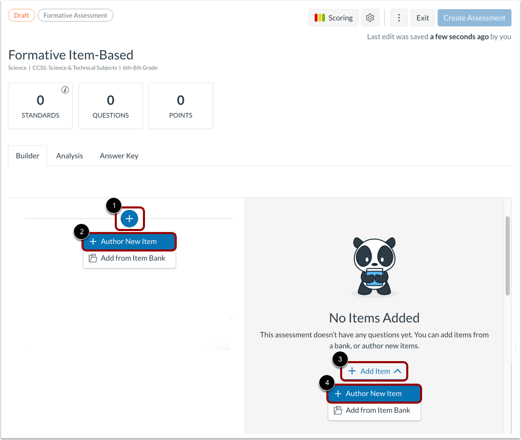 Open Author New Item