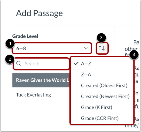 Filter and Search Passage List
