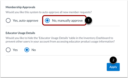 Enable Manual Membership Approvals