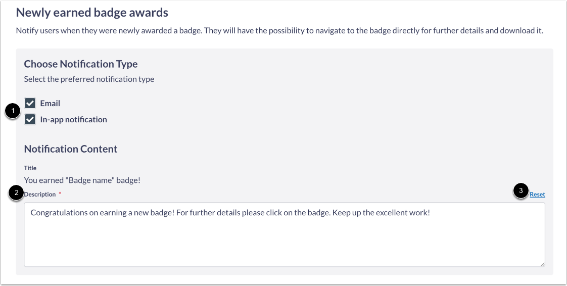 Customize Newly Earned Badge Awards