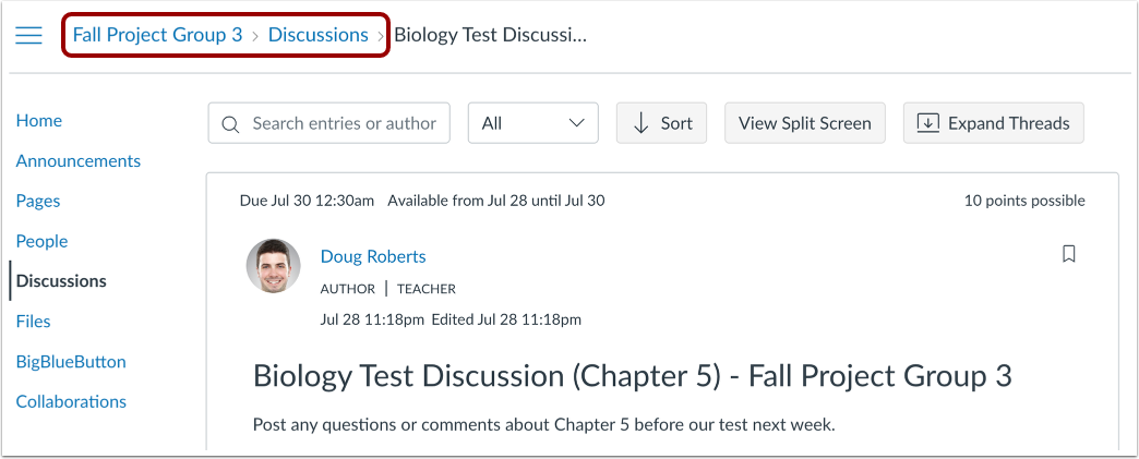 View Group Discussion