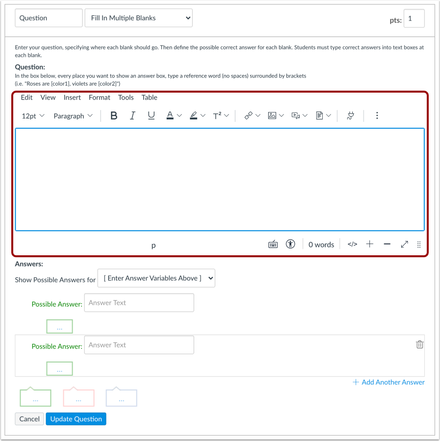 Enter Question Details