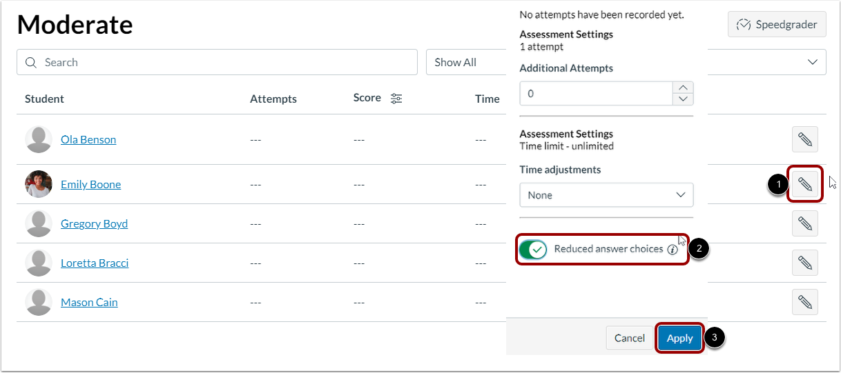 Reduced Answer Choices