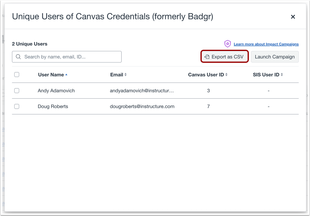 Export Individual LTI Tool Data
