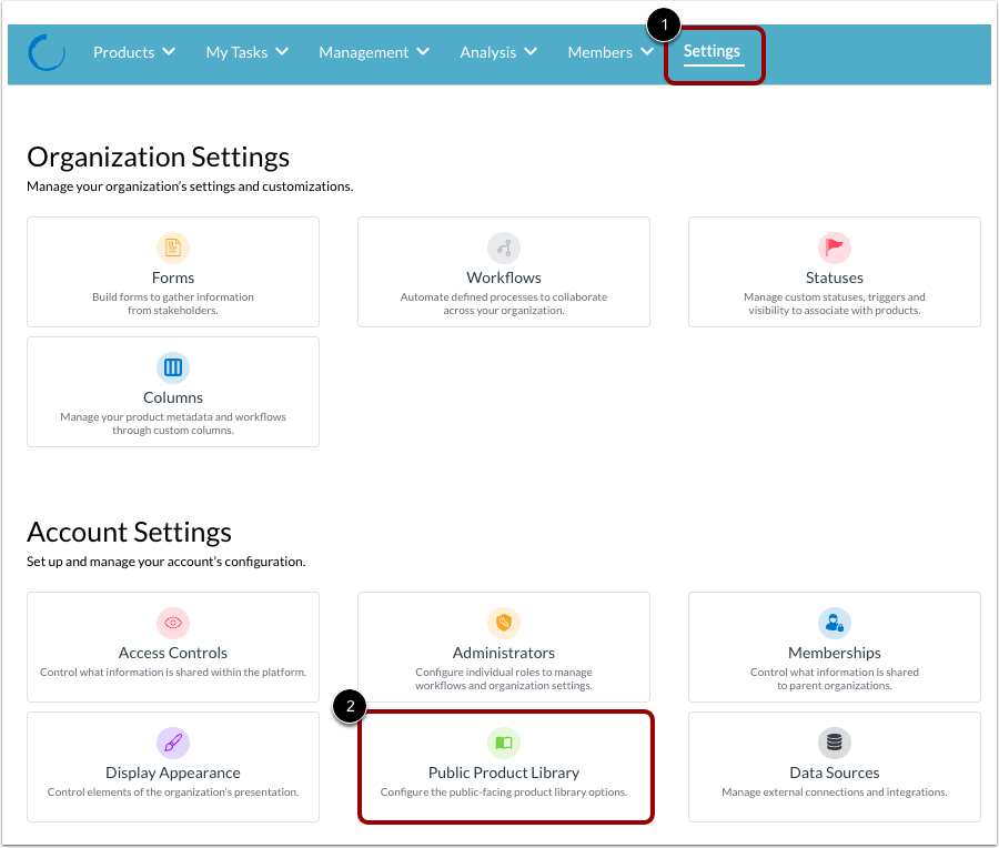 Open Public Product Library as Admin