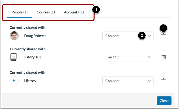 View Currently Shared With