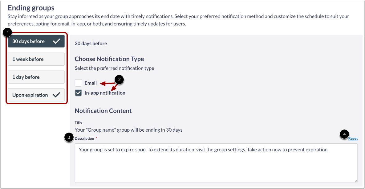 Customize Ending Groups
