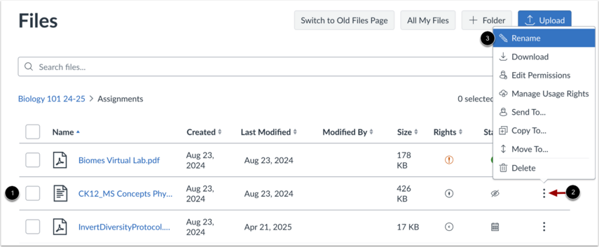 Group Rename Files How do I rename a file or folder? - Instructure Community