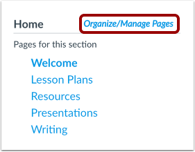 Organize/Manage Pages