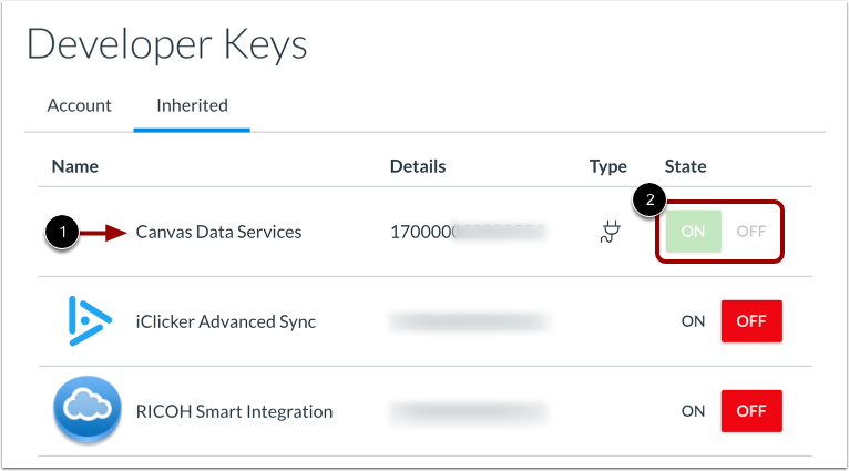 View Canvas Data Services Key