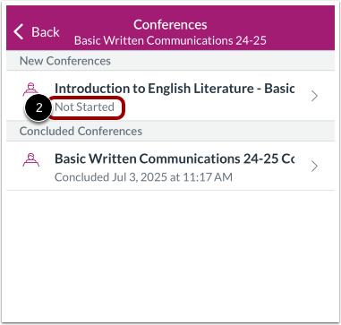 Conference Not Started