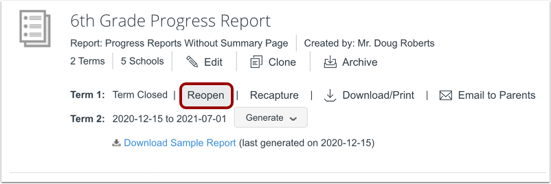 Reopen Progress Report