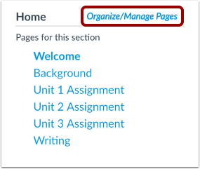 Organize/Manage Pages