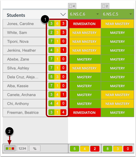View Student Mastery Totals