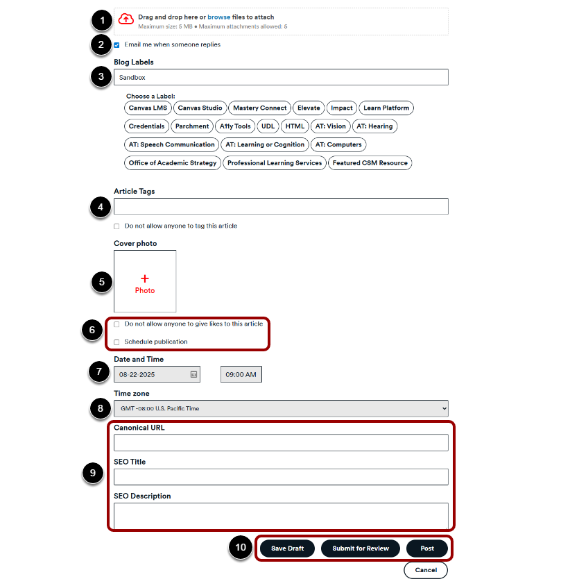 Select Settings and Publish