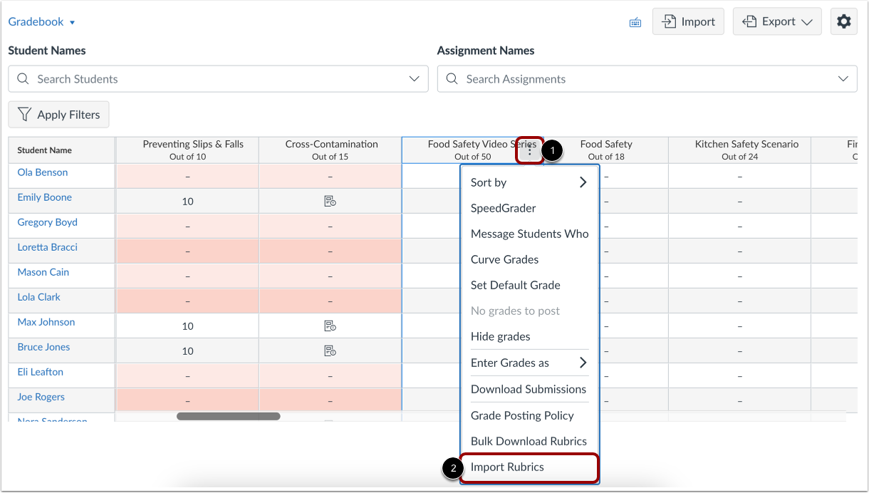 Import Rubric Assessments