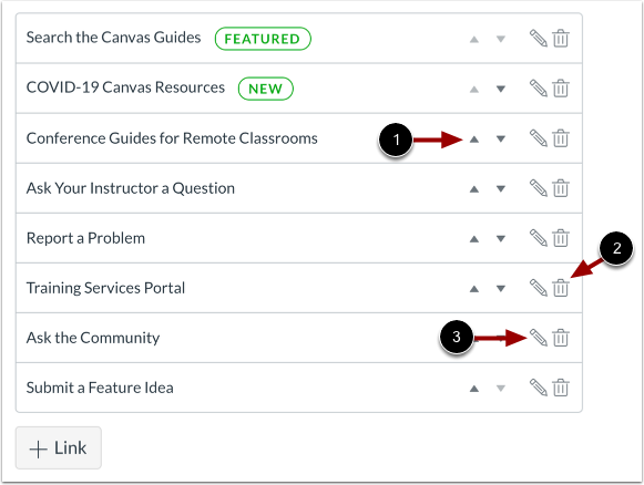 Manage Default Links
