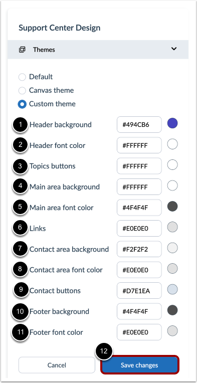 Manage Custom Theme
