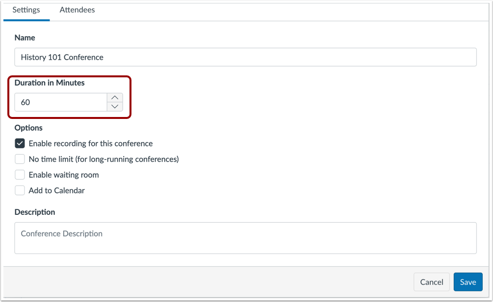 View Time-Limit Conferences