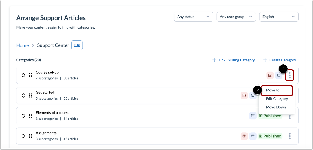 Open Support Center Category