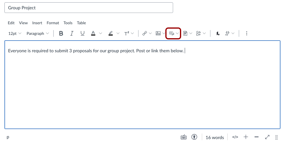 Open Insert Media Tool