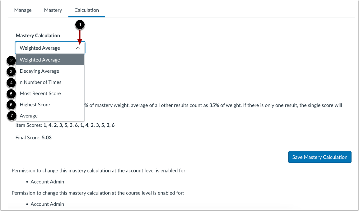 Select Calculation Method