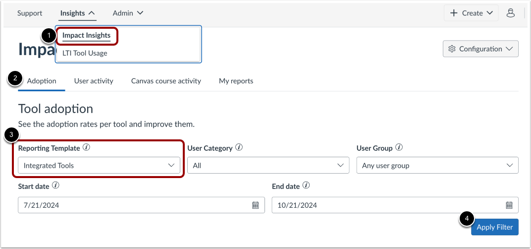 Mastery Connect Reporting Templates filters