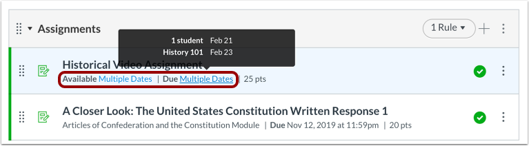 View Assignments Page