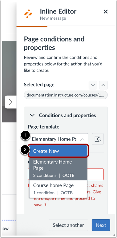 Open New Page Template